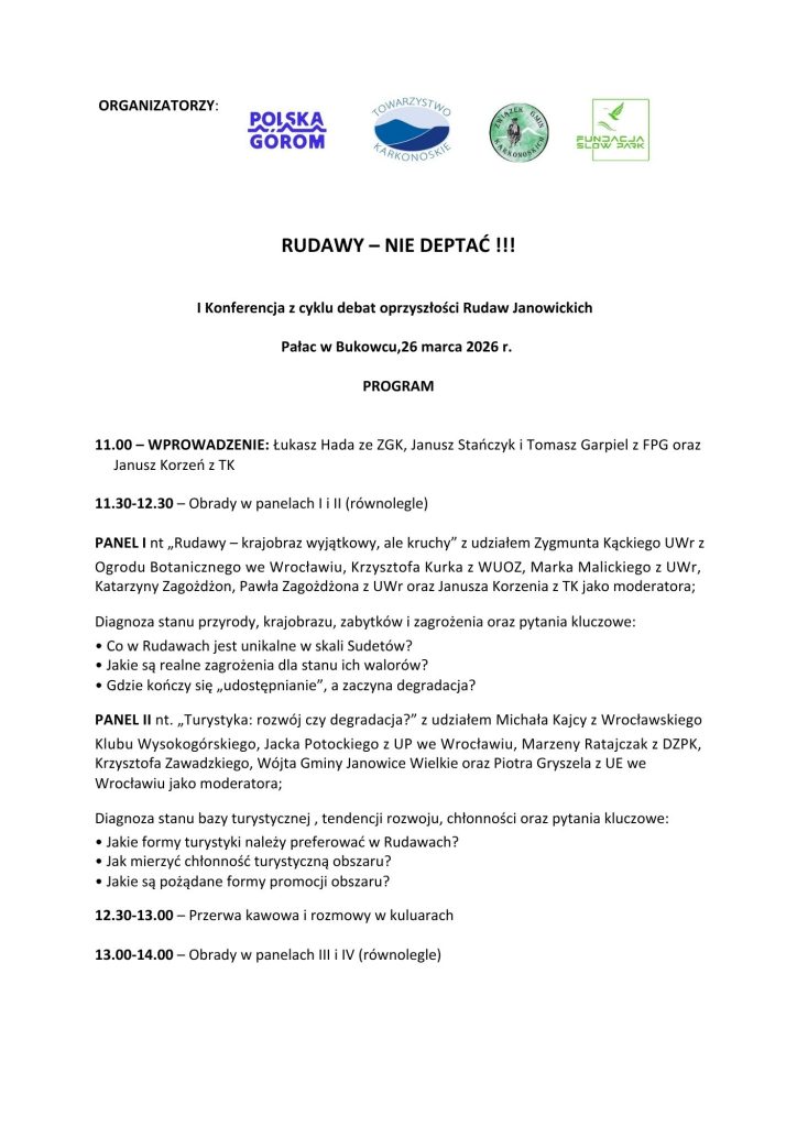 Program konferencji ,,Rudawy nie Deptać!" cz.1
