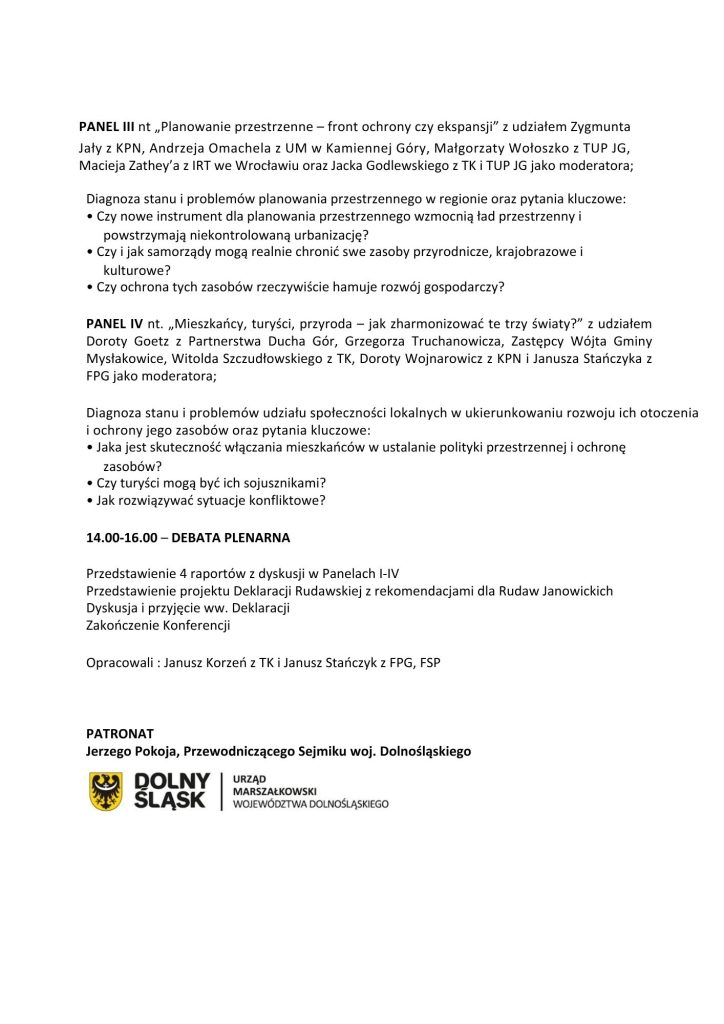 Program konferencji ,,Rudawy nie Deptać!" cz.2