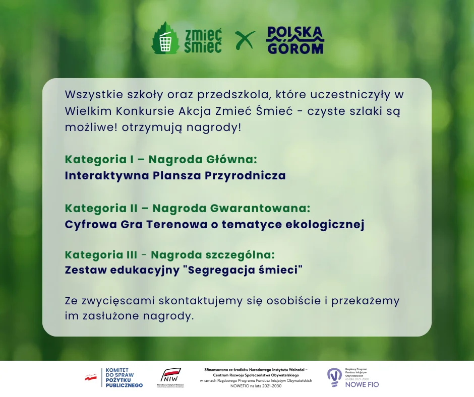 PODSUMOWANIE AKCJI SPRZĄTANIA NAGRODY